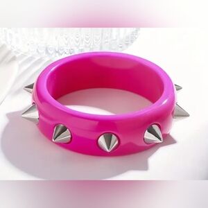 Pink Spiked Bangle Bracelet